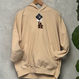 Men's Levelwear Khaki Los Angeles Dodgers Oversized Pullover Hoodie, size M